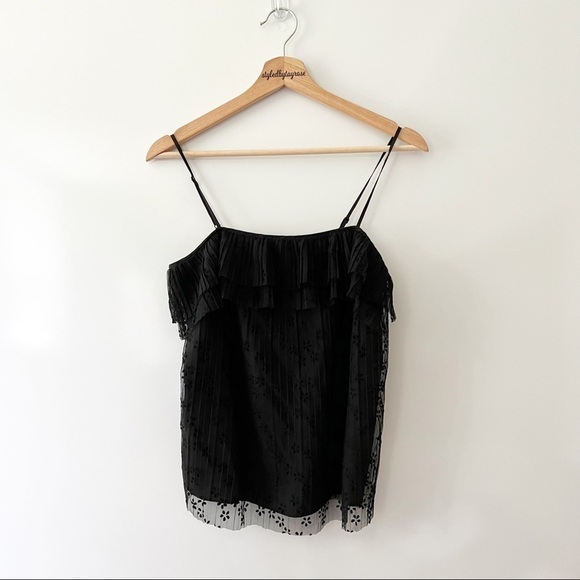 J. Crew Black Pleated Lace Fluttery Cami - Picture 4 of 10